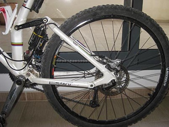 A mountain bike with double spring system